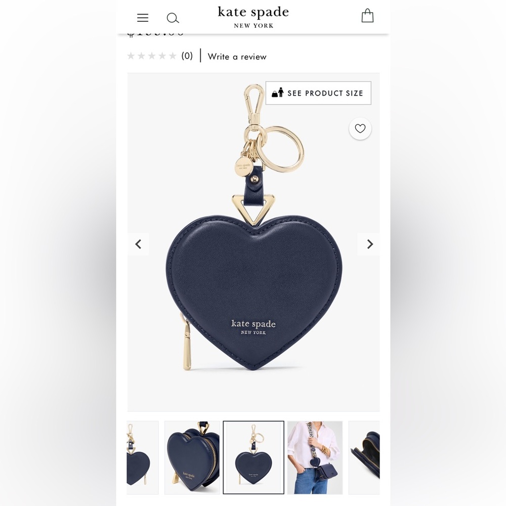 Kate Spade Navy Heart Coin Pouch with Gold Details